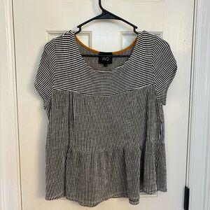 W5 blouse, navy & white stripes. Size L